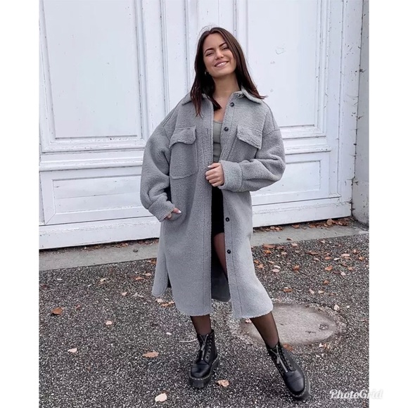 H&M 2020 SHEARLING TEDDY BEAR 🧸 SHACKET - Picture 5 of 16